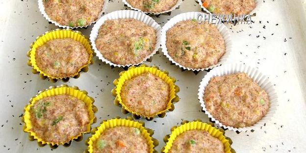 кексы из куриных сердечек с овощами
