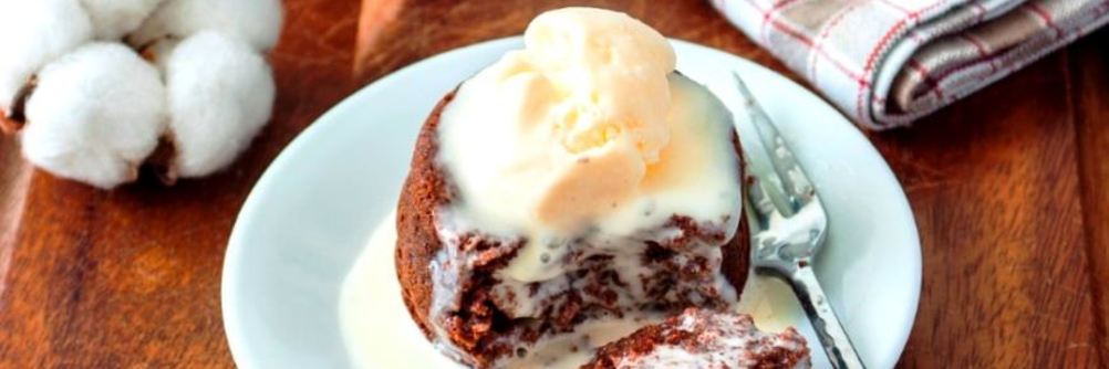 Шоколадный фондан с ванильным мороженым по ГОСТу