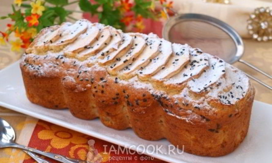 Рецепт яблочного кекса с кунжутом