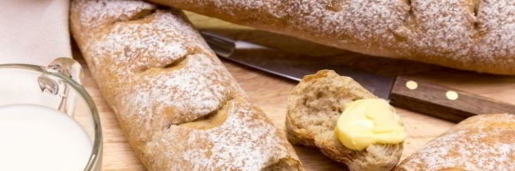 Багеты с цельнозерновой мукой и отрубями