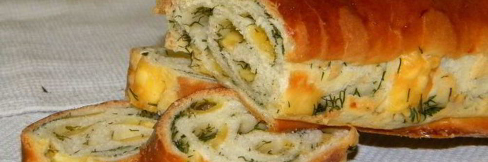 Закусочный хлеб с сыром и укропом