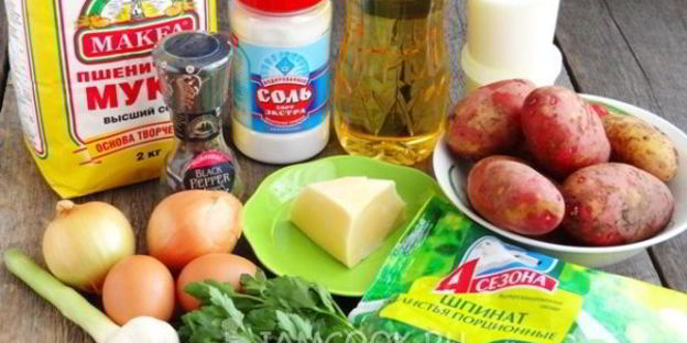 картофельные лепешки со шпинатной начинкой