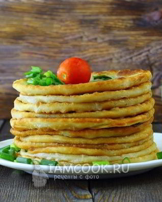 Лепешки с зеленым луком на сковороде