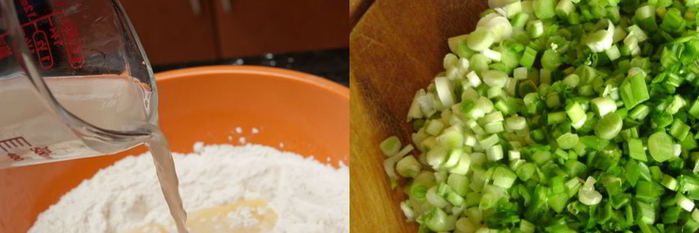 Лепешки с зеленым луком