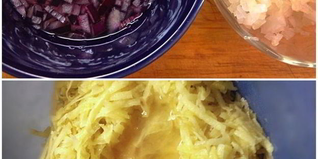 вегетарианские сосиски с квашеной капустой на лепешке из кабачков с яблочно-морковным пюре