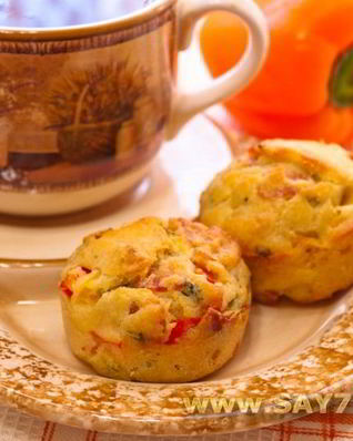 Маффины с беконом и болгарским перцем