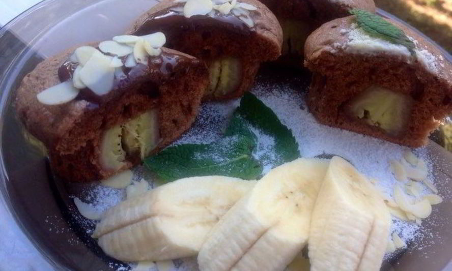 Рецепт шоколадных маффинов с бананом