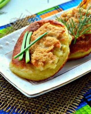 Картофельные оладьи с куриным фаршем