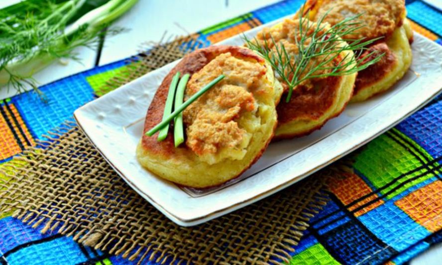 Рецепт картофельных оладий с куриным фаршем