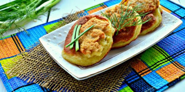 картофельные оладьи с куриным фаршем