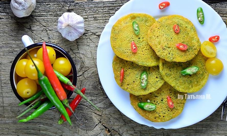 Рецепт нутовых оладий с зеленью и чесноком