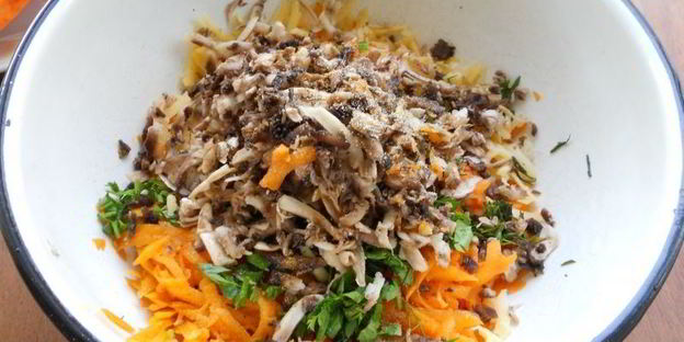 оладьи из тыквы с грибами и сыром