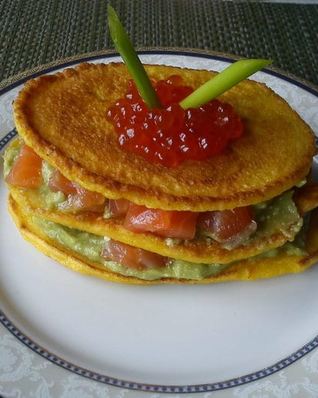 Оладьи из тыквы с семгой