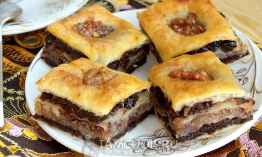Рецепт пахлавы из слоеного теста