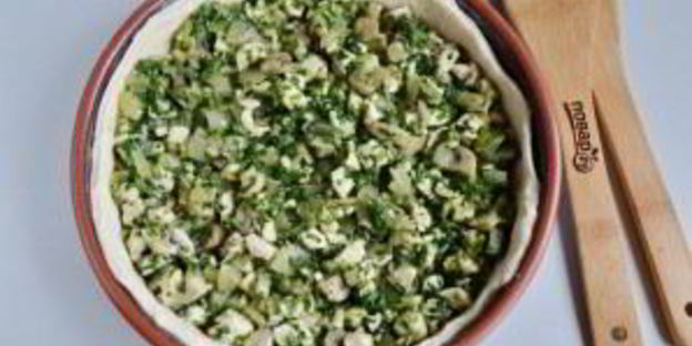быстрый куриный пирог со шпинатом и грибами