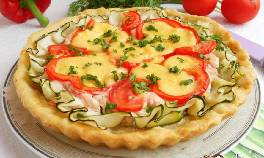 Рецепт пирога из песочного теста с курицей и овощами