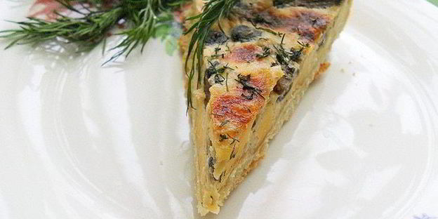 пирог с грибами и сыром