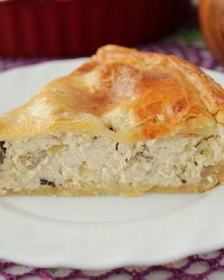 Пирог-суфле с курицей и грибами