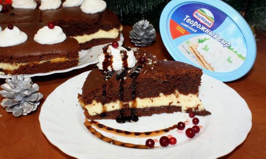 Рецепт шоколадного пирога с творожным сыром