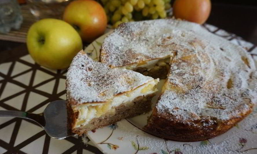 Рецепт творожного пирога с яблоками
