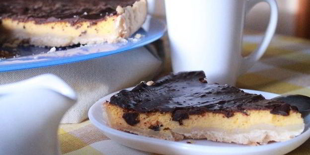 тыквенный пирог с риккотой и шоколадной глазурью