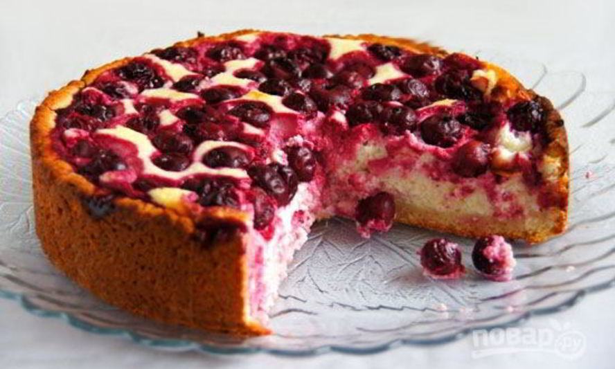Рецепт вишневого пирога из творожного теста