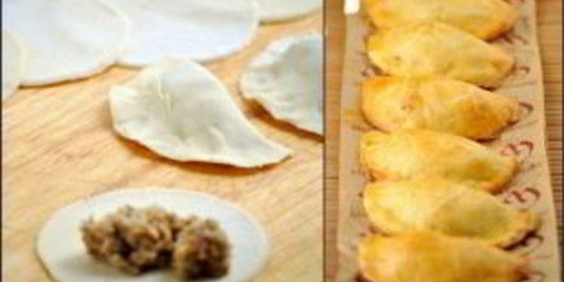 пирожки с грибами из слоеного теста