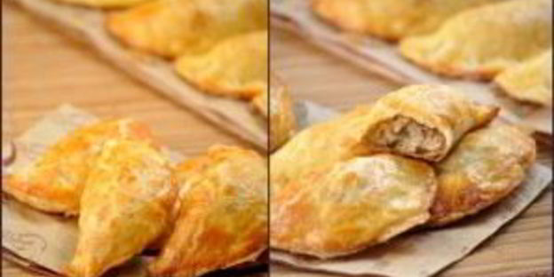 пирожки с грибами из слоеного теста