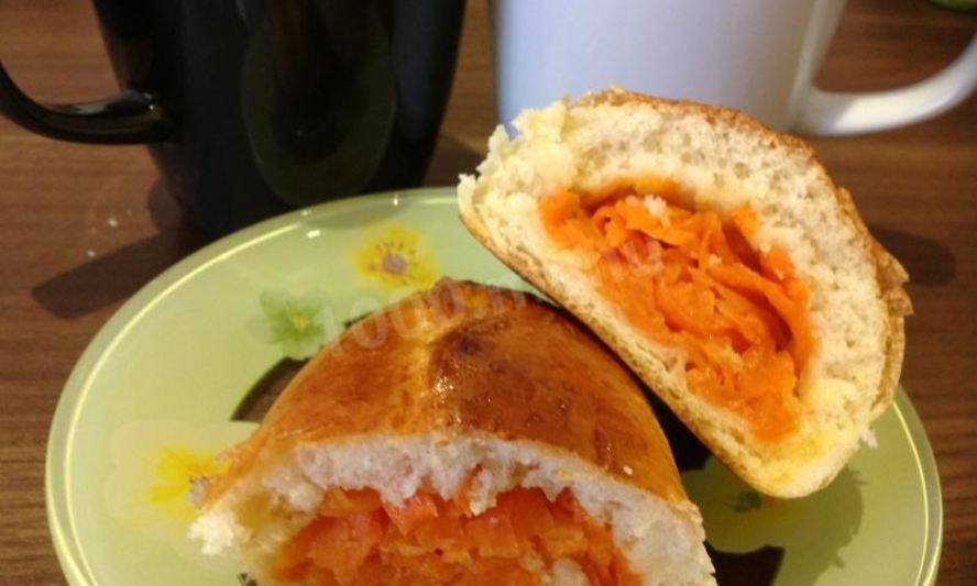 Рецепт сладких пушистых дрожжевых пирожков с начинкой из моркови