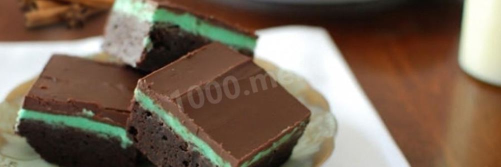 Мятные брауни с шоколадной глазурью