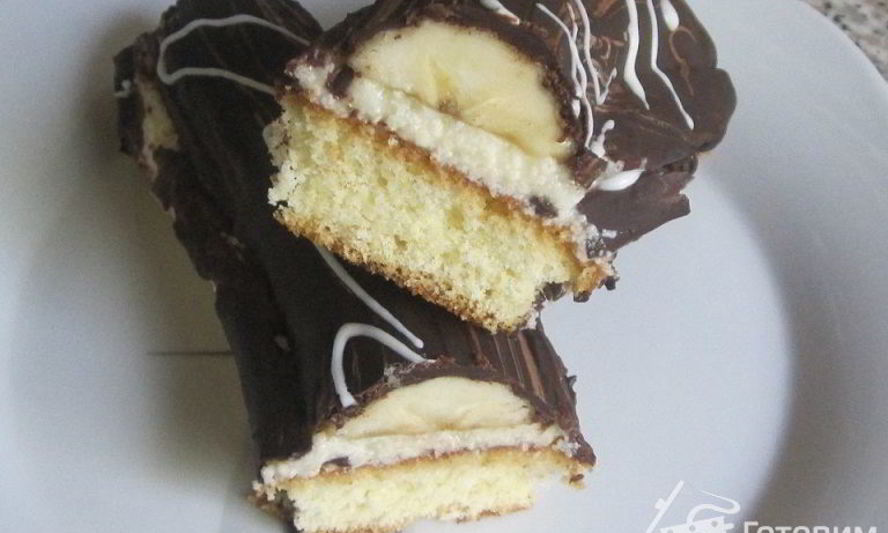 Рецепт пирожного бананы в шоколаде