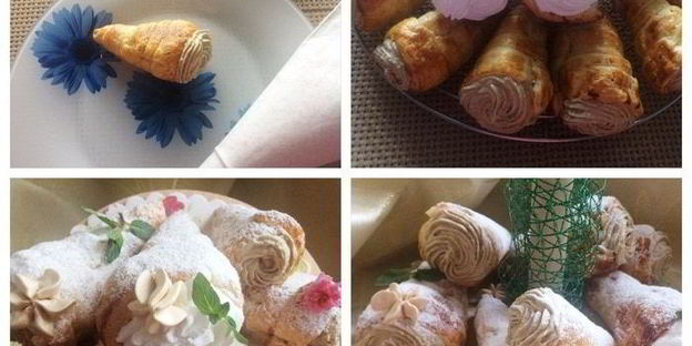 пирожные трубочки с халвой