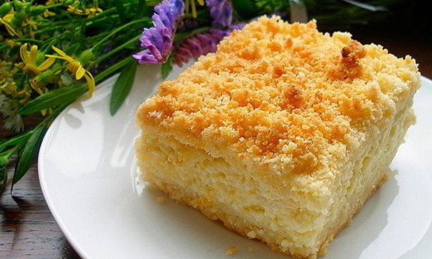 Рецепт простого пирожного с творожной начинкой