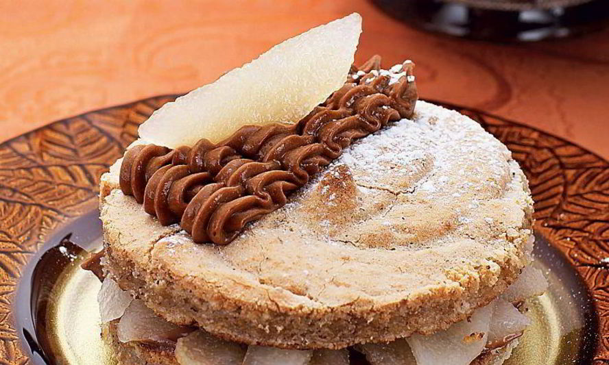 Рецепт шоколадна-орехового пирожного с грушами