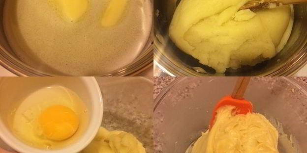 заварные пирожные с кремом и шоколадным соусом