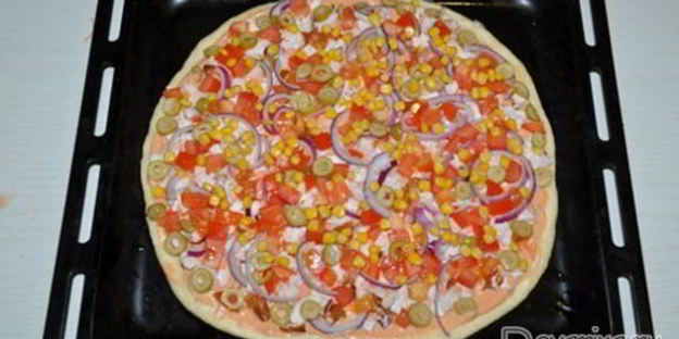 пицца с копченой курицей