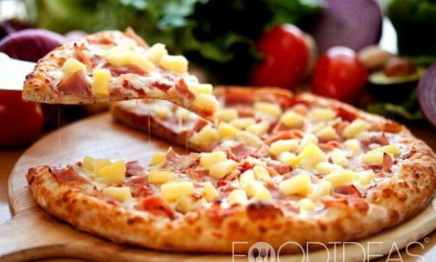 Рецепт пиццы с курицей и ананасами