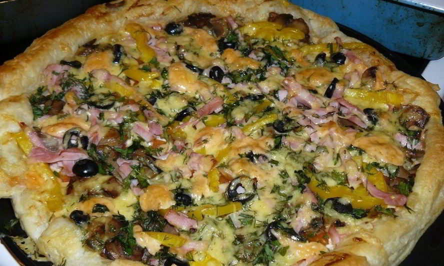 Рецепт пиццы с сыром и грибами