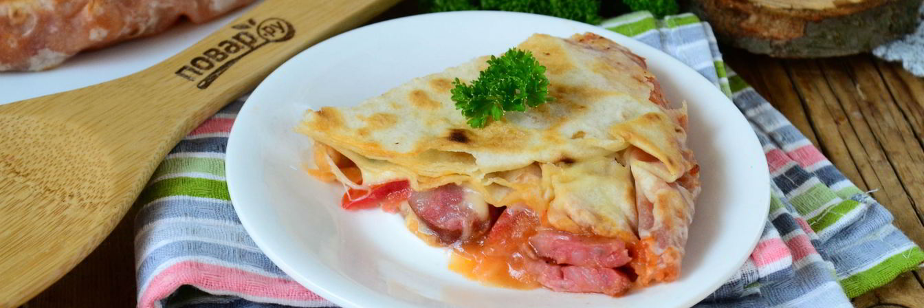 Пицца в лаваше на сковороде