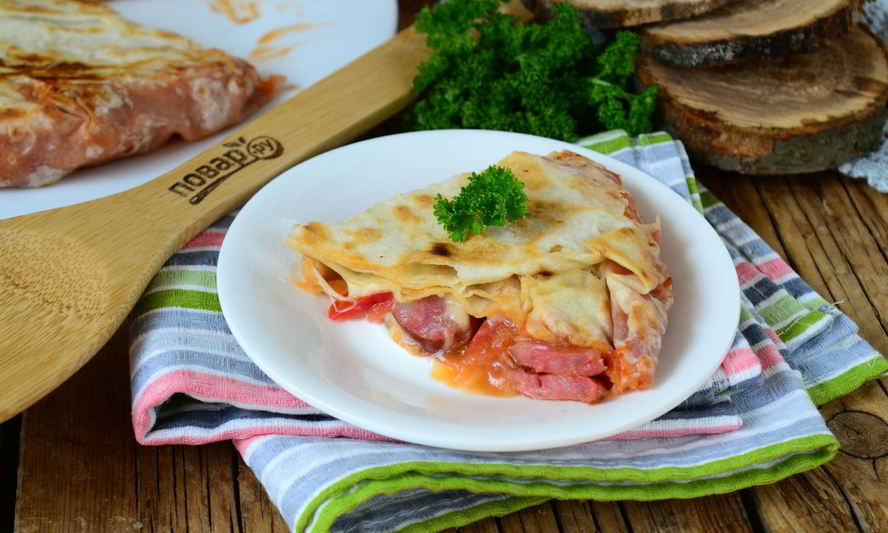 Рецепт пиццы в лаваше на сковороде