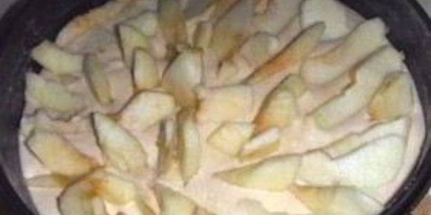 шарлотка с вишней и яблоками