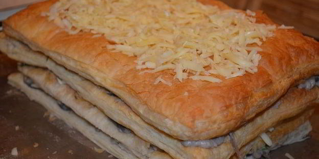 горячий наполеон с картофельно-грибным кремом