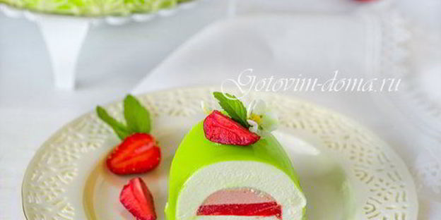 муссовый торт клубника-ваниль-базилик