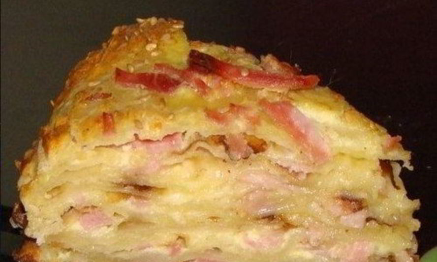 Рецепт оригинальной закуски сырный торт с ветчиной