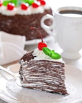 Торт из шоколадный блинчиков со сливочно-шоколадным кремом