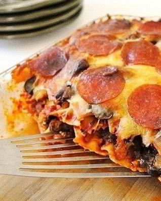 Итальянская запеканка с макаронами и колбасой