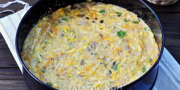 кабачковая запеканка с фаршем и сыром