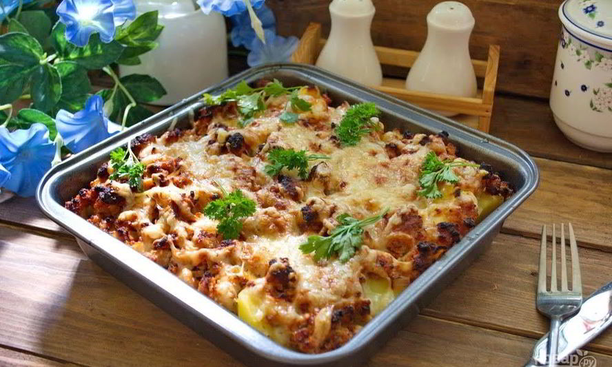 Рецепт картофельной запеканки с фаршем и сыром