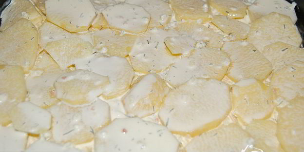 картофельная запеканка с мясом и грибами