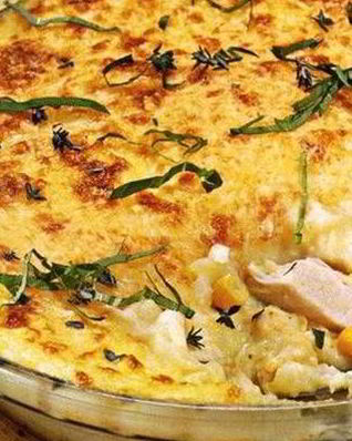 Картофельная запеканка с сыром и куриным филе